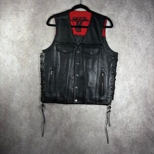 Z1R 30-30 Motorcycle‎ Vest Womens Large Black Cowhide Leather Biker Harley Hog